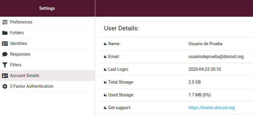 Account details